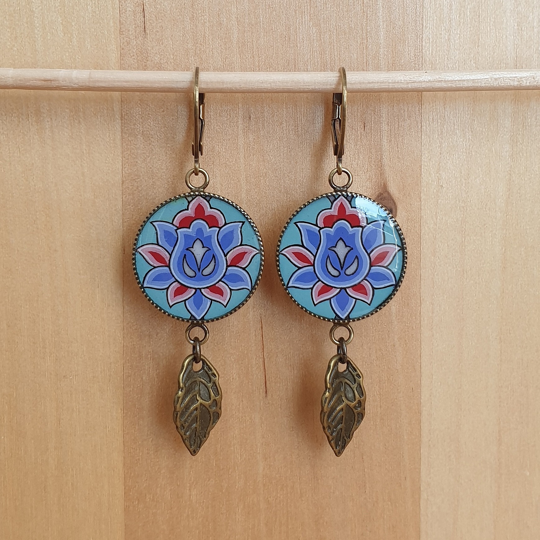 Blomsterdr&aring;pe&oslash;reringer gr&oslash;nn/bl&aring;/rosa