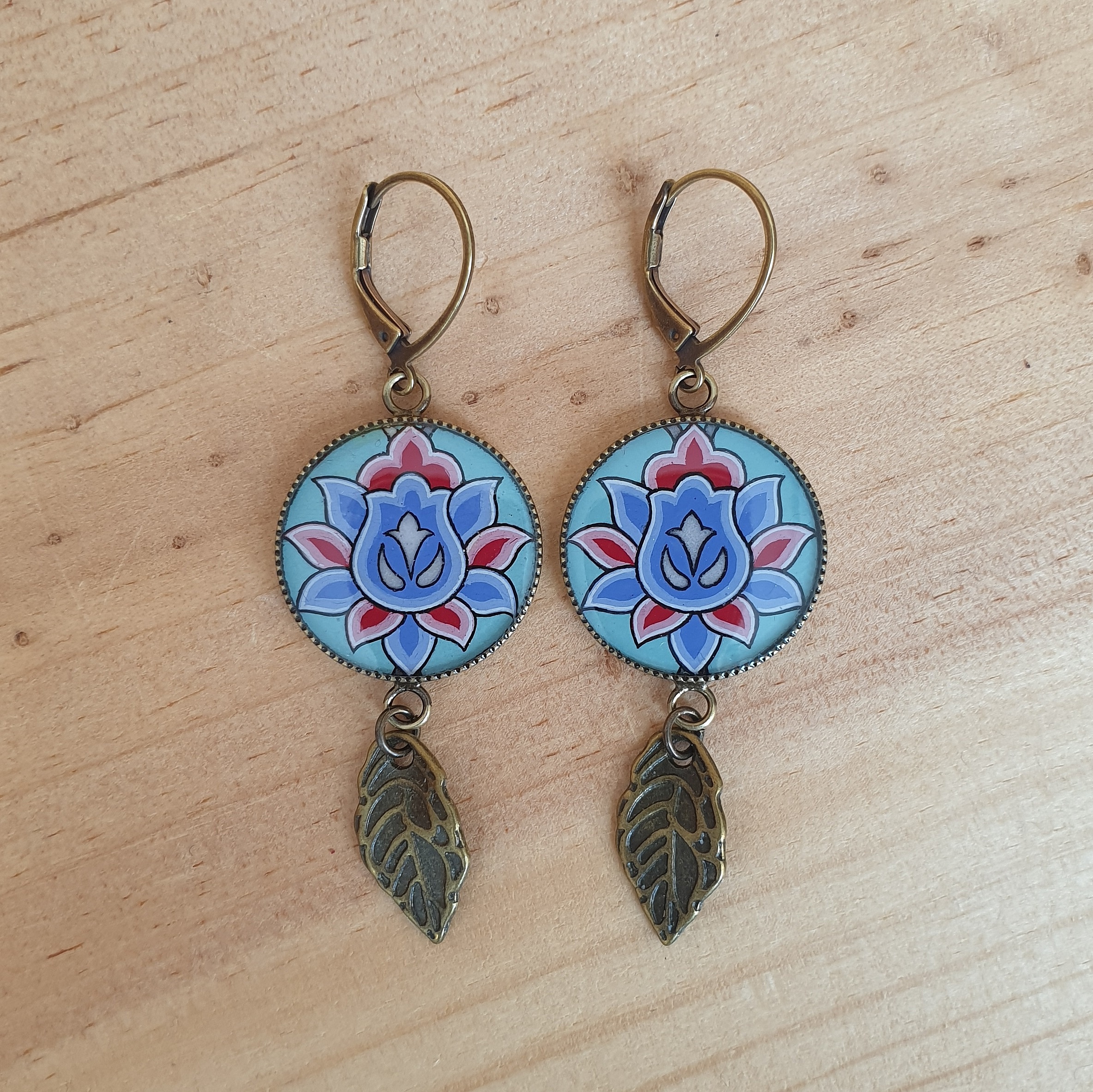 Blomsterdr&aring;pe&oslash;reringer gr&oslash;nn/bl&aring;/rosa