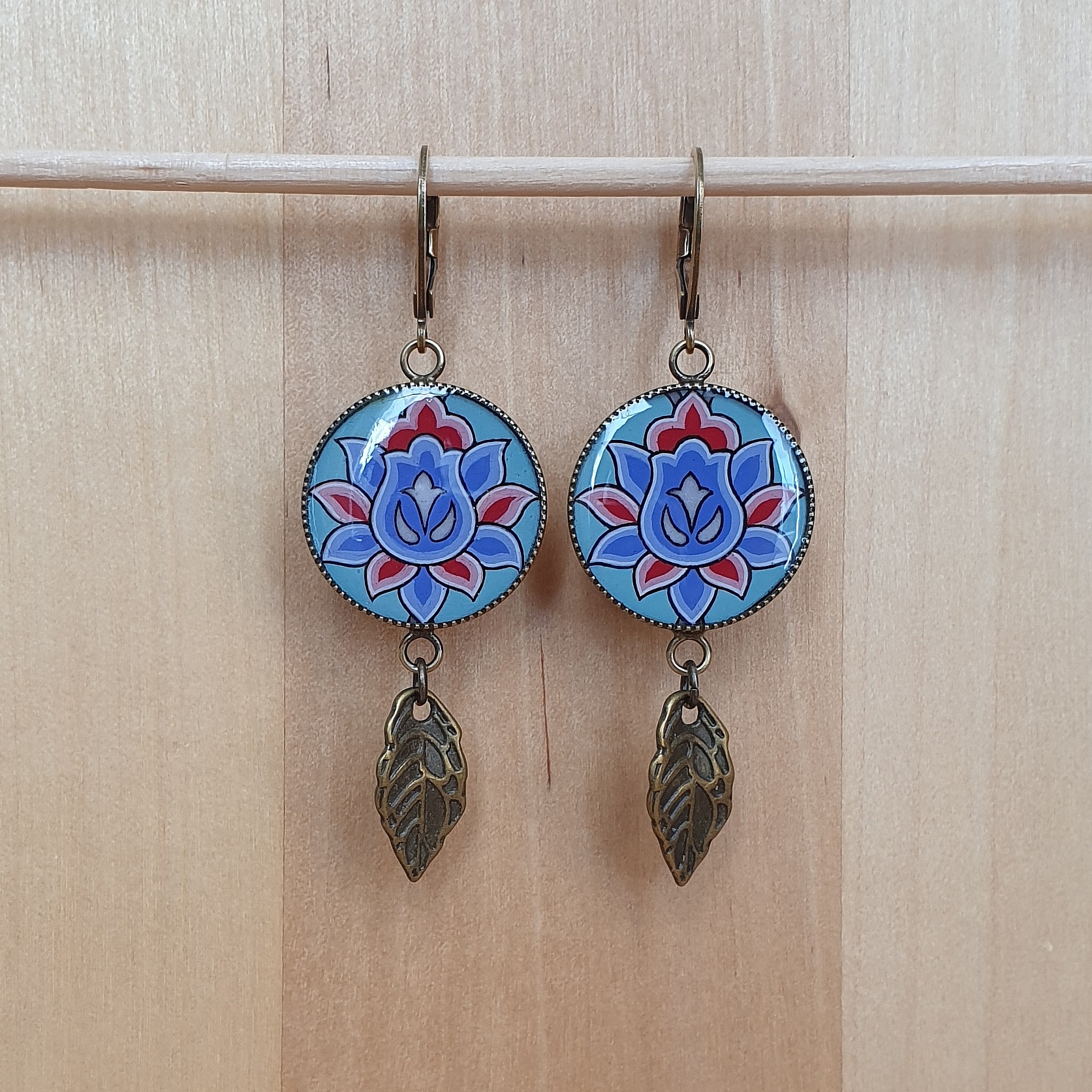 Blomsterdr&aring;pe&oslash;reringer gr&oslash;nn/bl&aring;/rosa