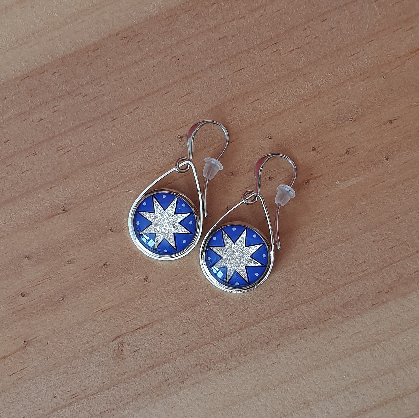 Boucles d'oreille enluminure &eacute;toile d'argent