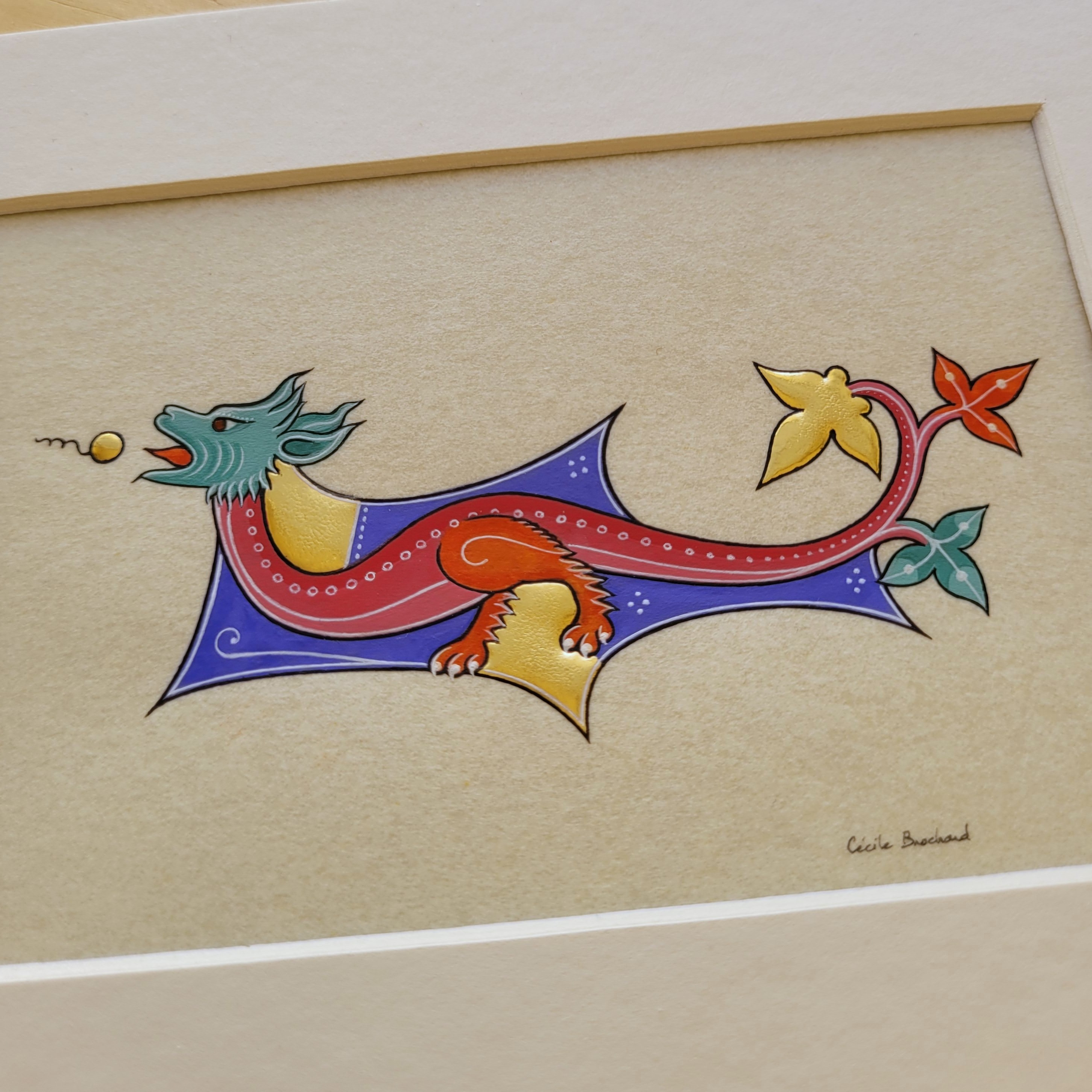 Petit dragon gothique à tête verte