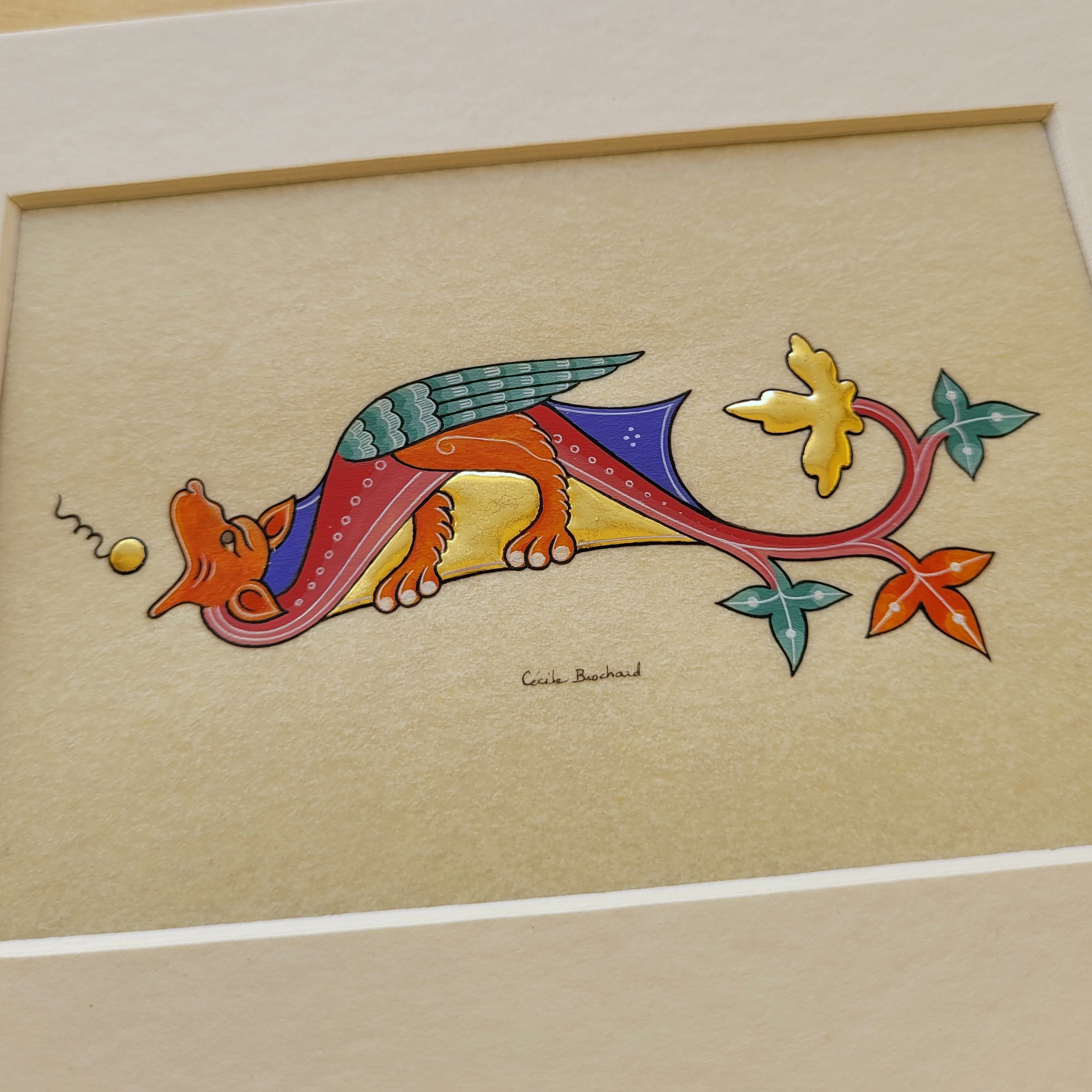 Petit dragon gothique &agrave; t&ecirc;te orange