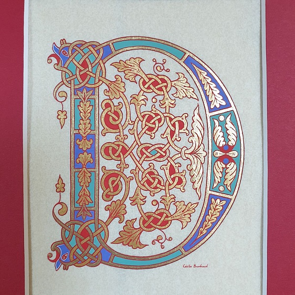Lettre D enlumin&eacute;e style carolingien