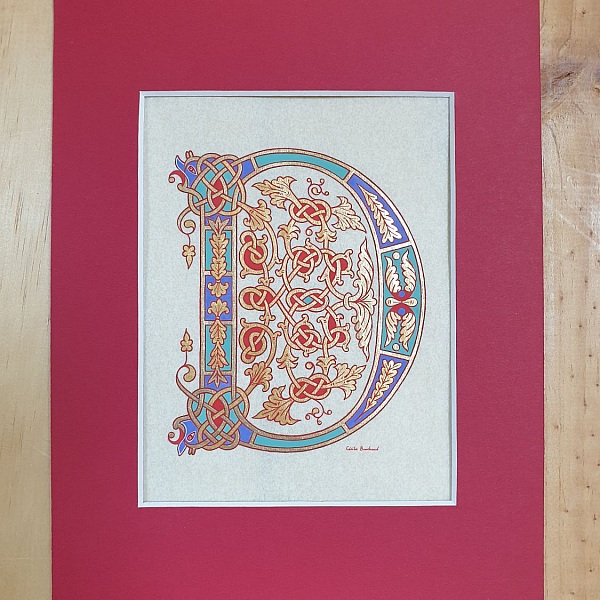 Lettre D enlumin&eacute;e style carolingien