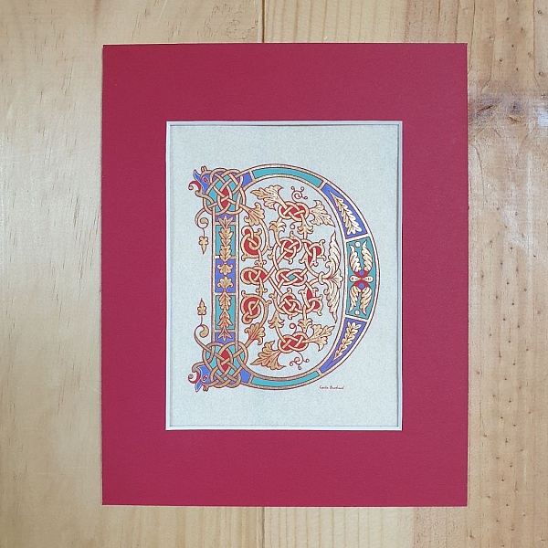 Lettre D enlumin&eacute;e style carolingien