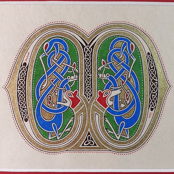 Belyst bokstav M fransk-saksisk stil