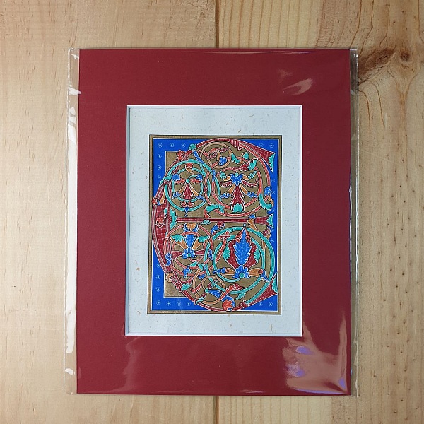 Illuminert bokstav E i tidlig gotisk stil