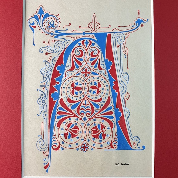 Opplyst bokstav A i gotisk stil