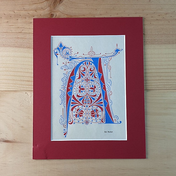 Opplyst bokstav A i gotisk stil