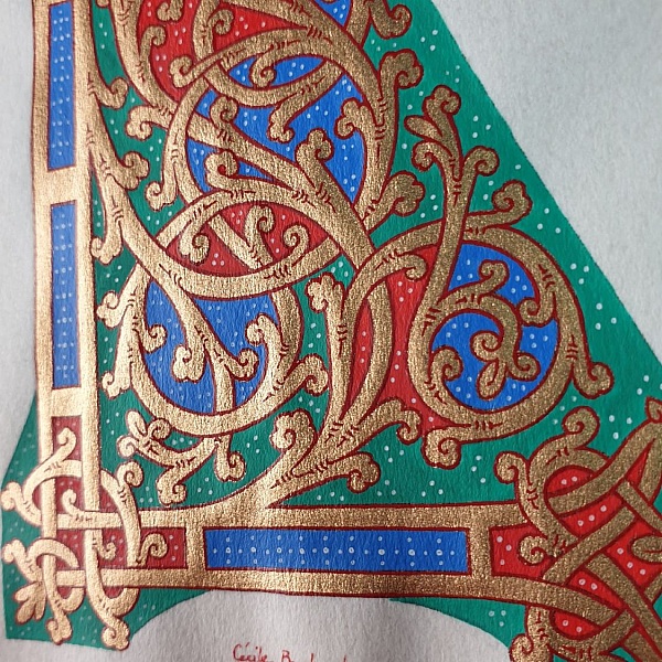 Belyst bokstav L i ottonsk stil