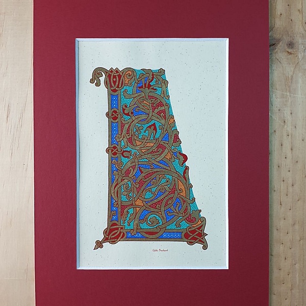 Belyst bokstav L i ottonsk stil