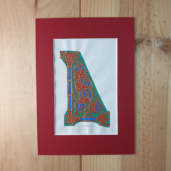 Belyst bokstav L i ottonsk stil