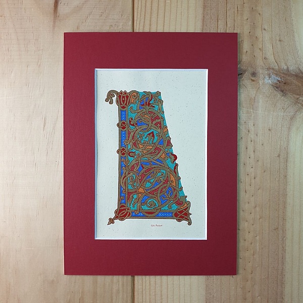 Belyst bokstav L i ottonsk stil