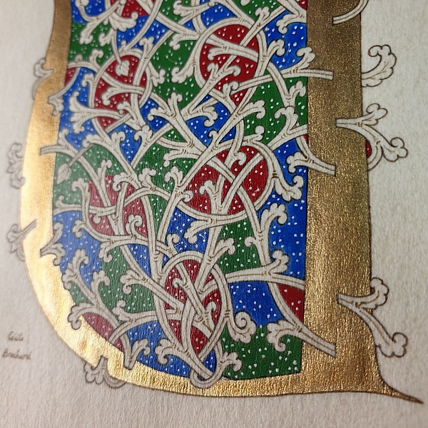 Opplyst bokstav U i romansk stil