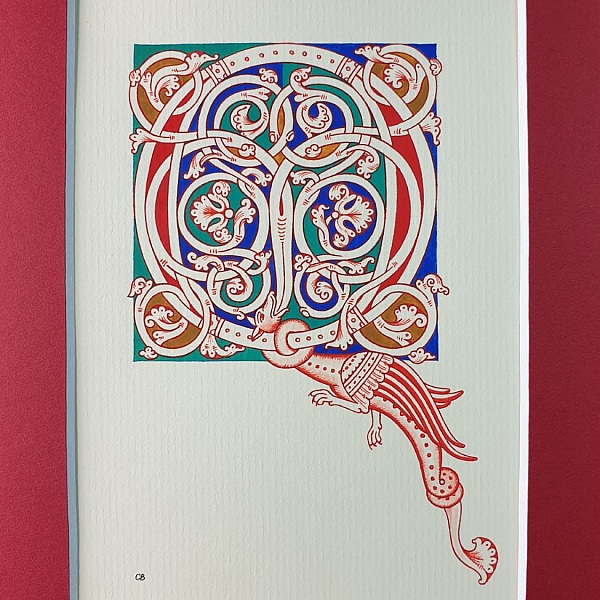 Opplyst bokstav Q i romansk stil