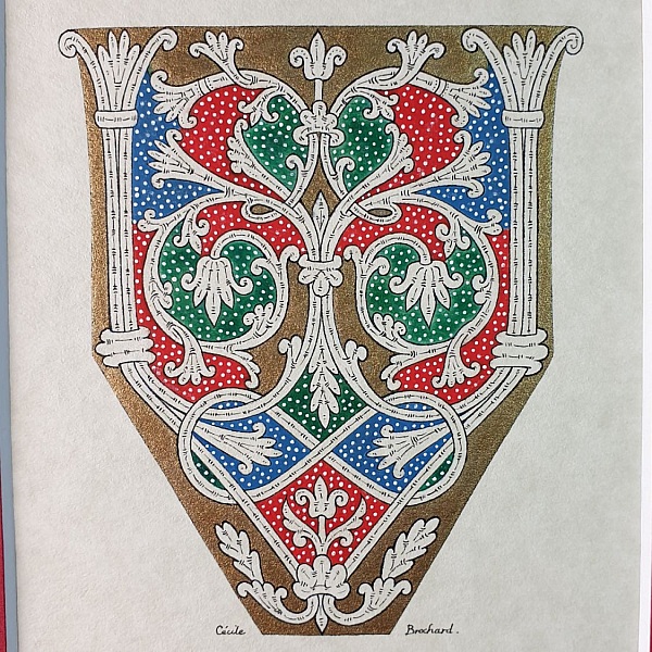 Belyst bokstav V i romansk stil