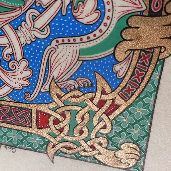 Belyst bokstav D i romansk stil