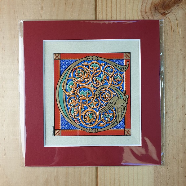 Belyst bokstav G i romansk stil