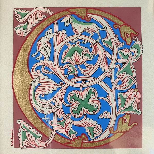 Belyst bokstav C i romansk stil