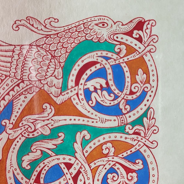 Belyst bokstav F i romansk stil