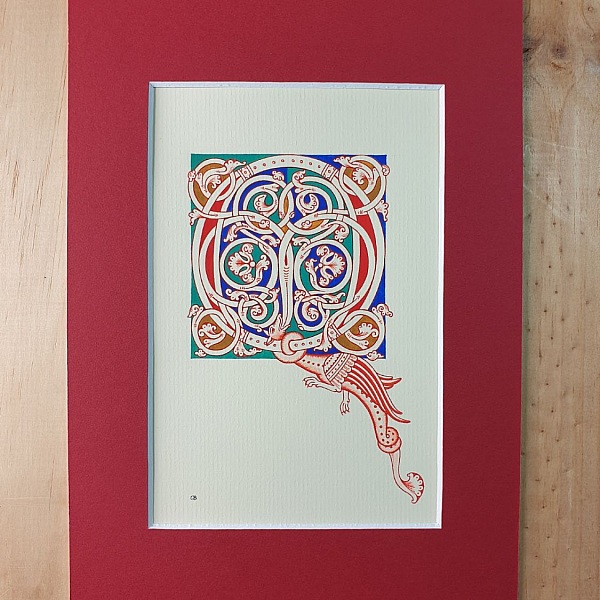 Opplyst bokstav Q i romansk stil