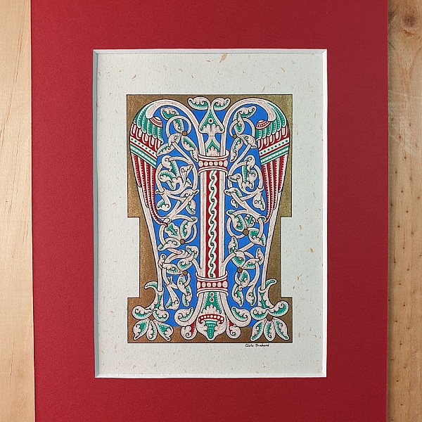 Belyst bokstav M i romansk stil