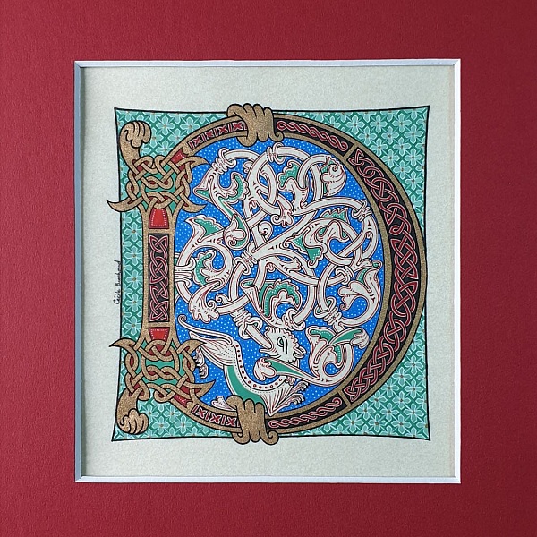 Belyst bokstav D i romansk stil