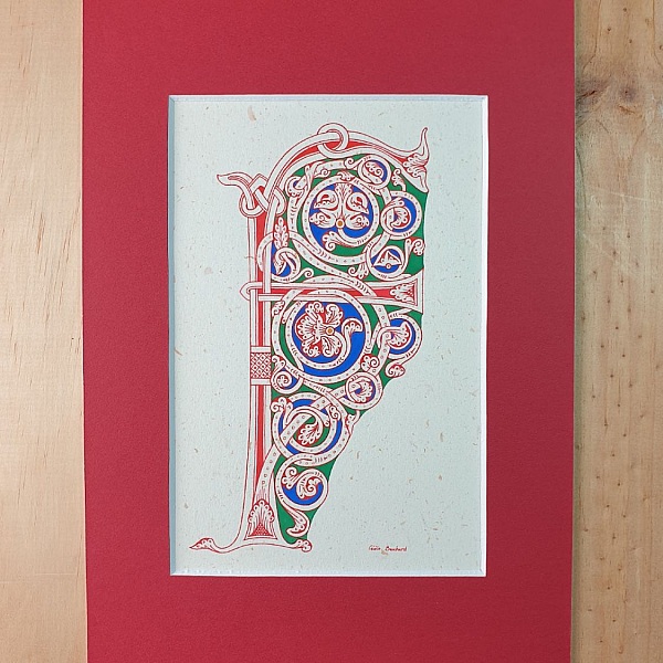 Belyst bokstav F i romansk stil