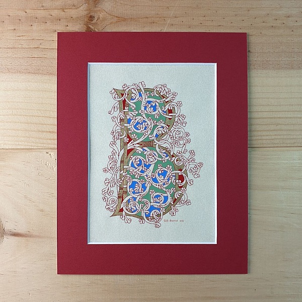 Opplyst bokstav B i romansk stil